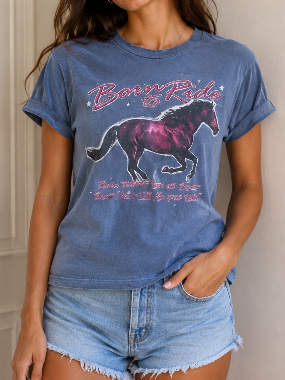 Vintage BORN TO RIDE T SHIRT SIZE SMALL